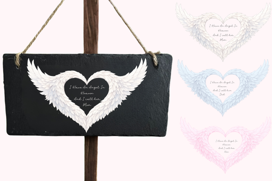 Hanging Garden Slate Memorial Angel Wings UV-DTF