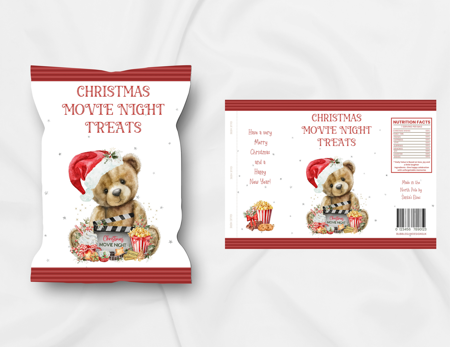 CHRISTMAS MOVIE NIGHT TREAT PACKET - CUTE BEAR