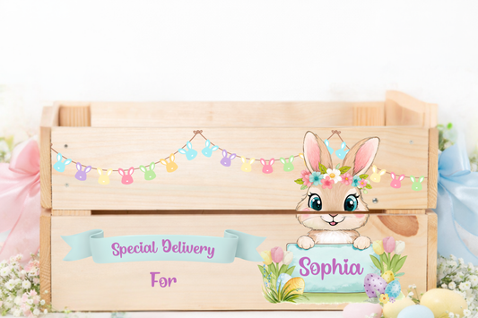 EASTER BUNNY BANNER UV-DTF DECAL - SIZED FOR IKEA CRATE