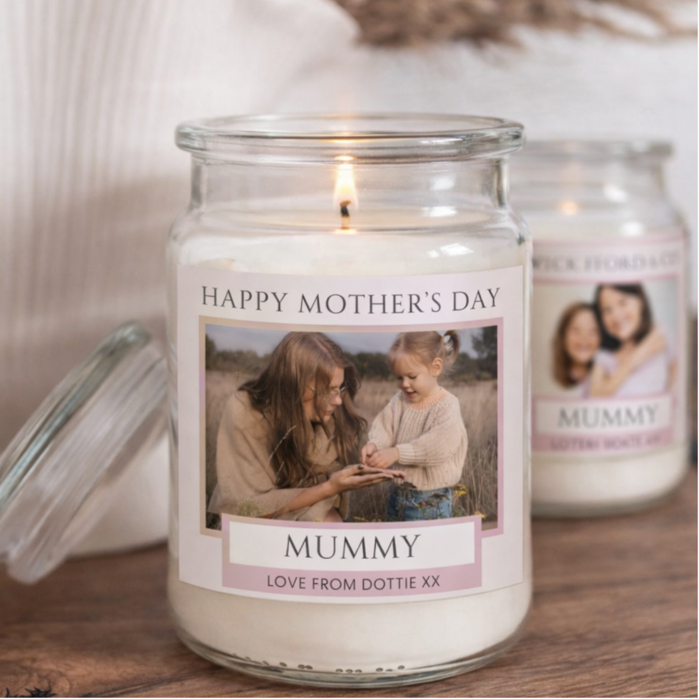 LARGE CANDLE PHOTO UPLOAD LABEL - BLUSH