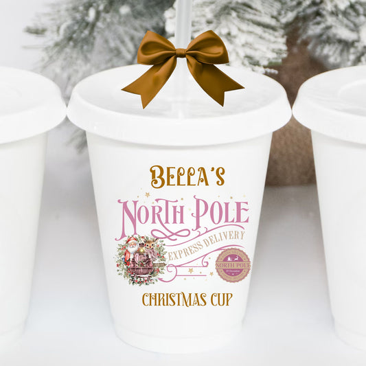 PINK NORTH POLE CHRISTMAS CUP UV-DTF DECAL