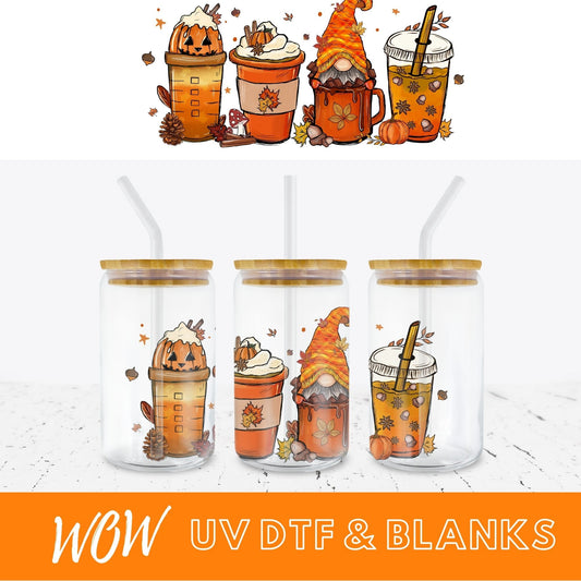 AUTUMN GONK TUMBLER 16oz LIBBY UV - DTF - Wow Wraps