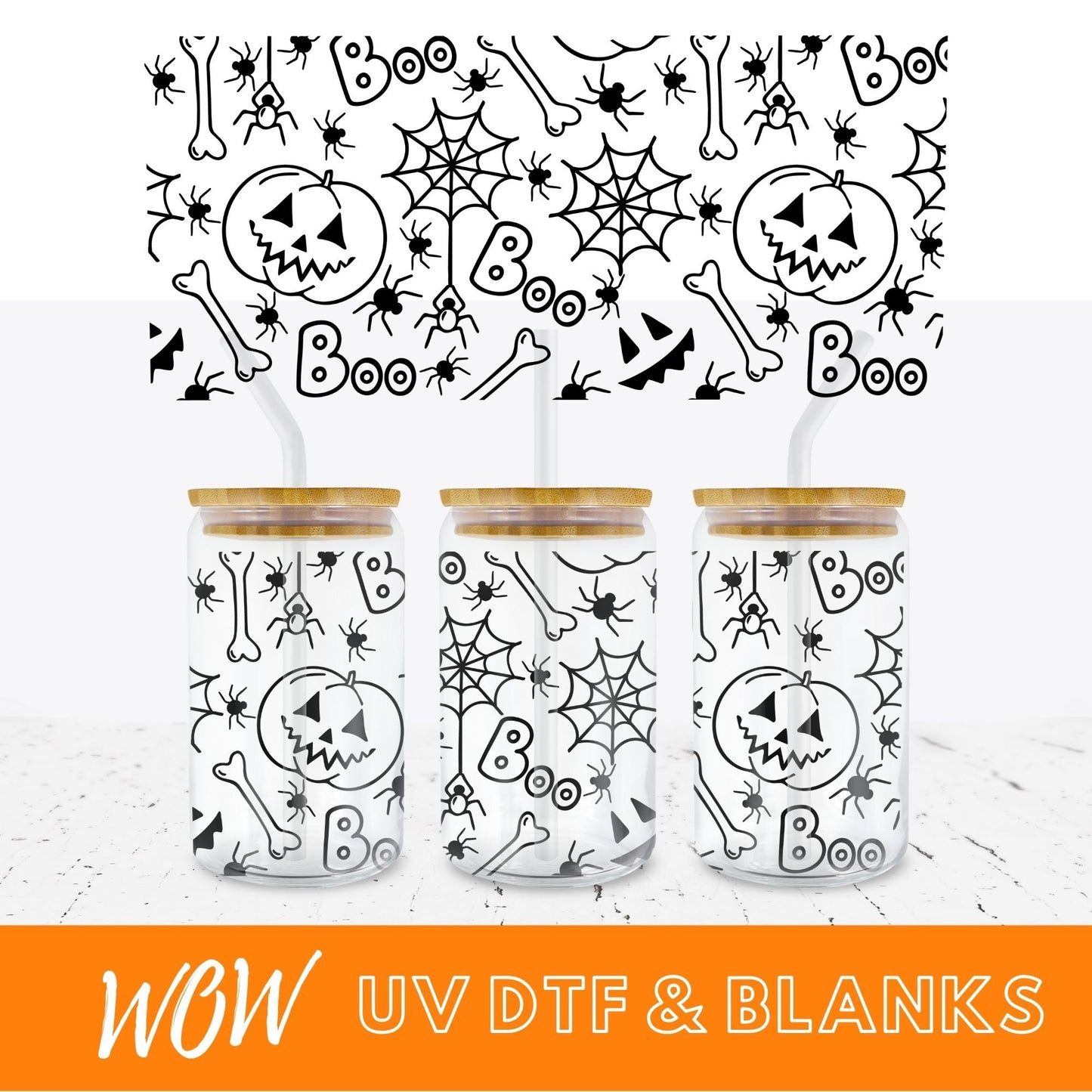 BOO! 16oz LIBBY UV - DTF - Wow Craft Blanks & Wraps