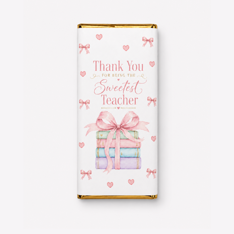 Book Stack Teacher Chocolate Bar Wrapper