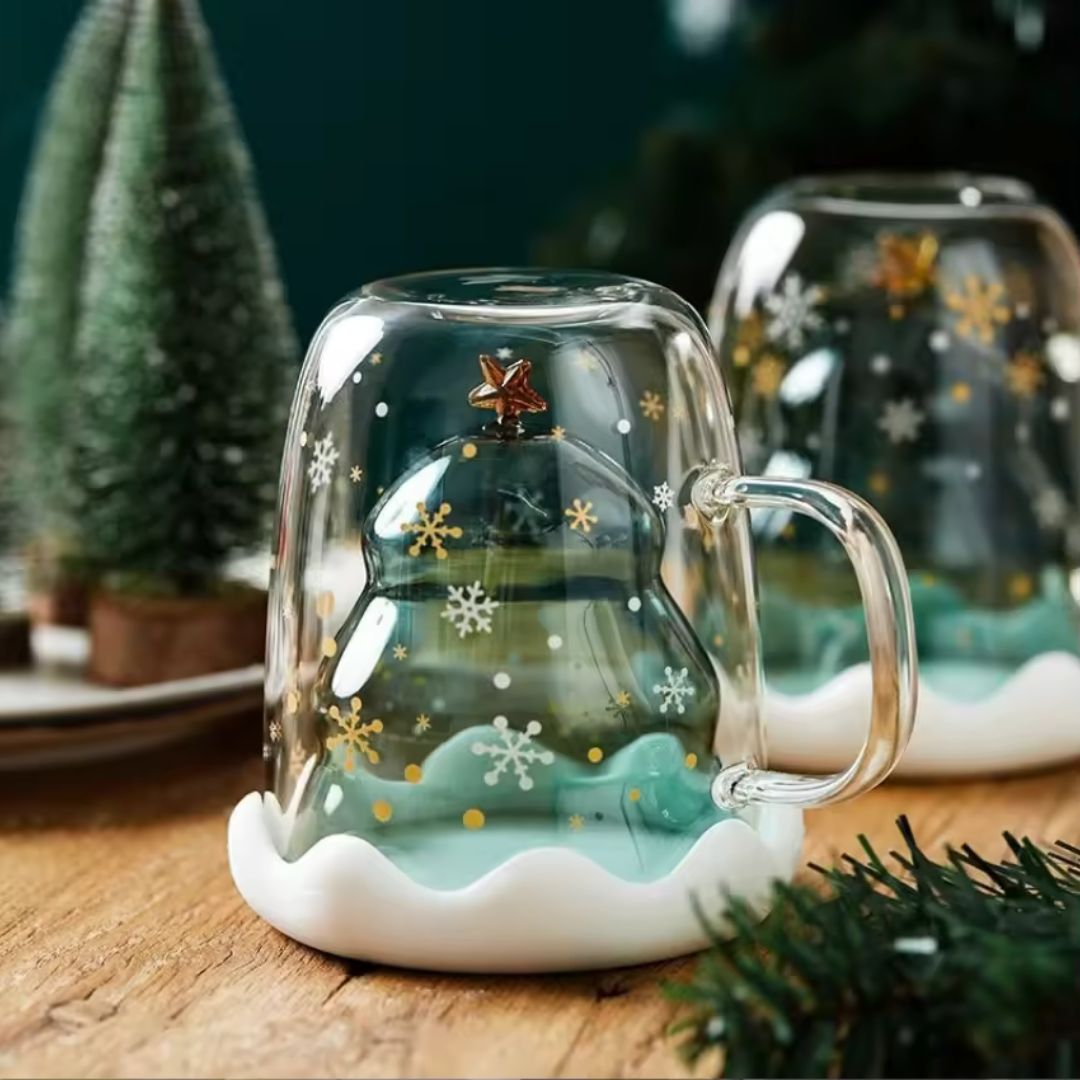 BOROSILICATE CHRISTMAS TREE MUG - DOUBLE WALLED/INSULATED - Wow Craft Blanks & Wraps