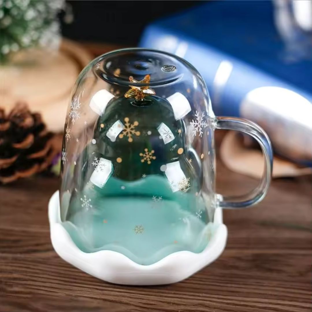 BOROSILICATE CHRISTMAS TREE MUG - DOUBLE WALLED/INSULATED - Wow Craft Blanks & Wraps