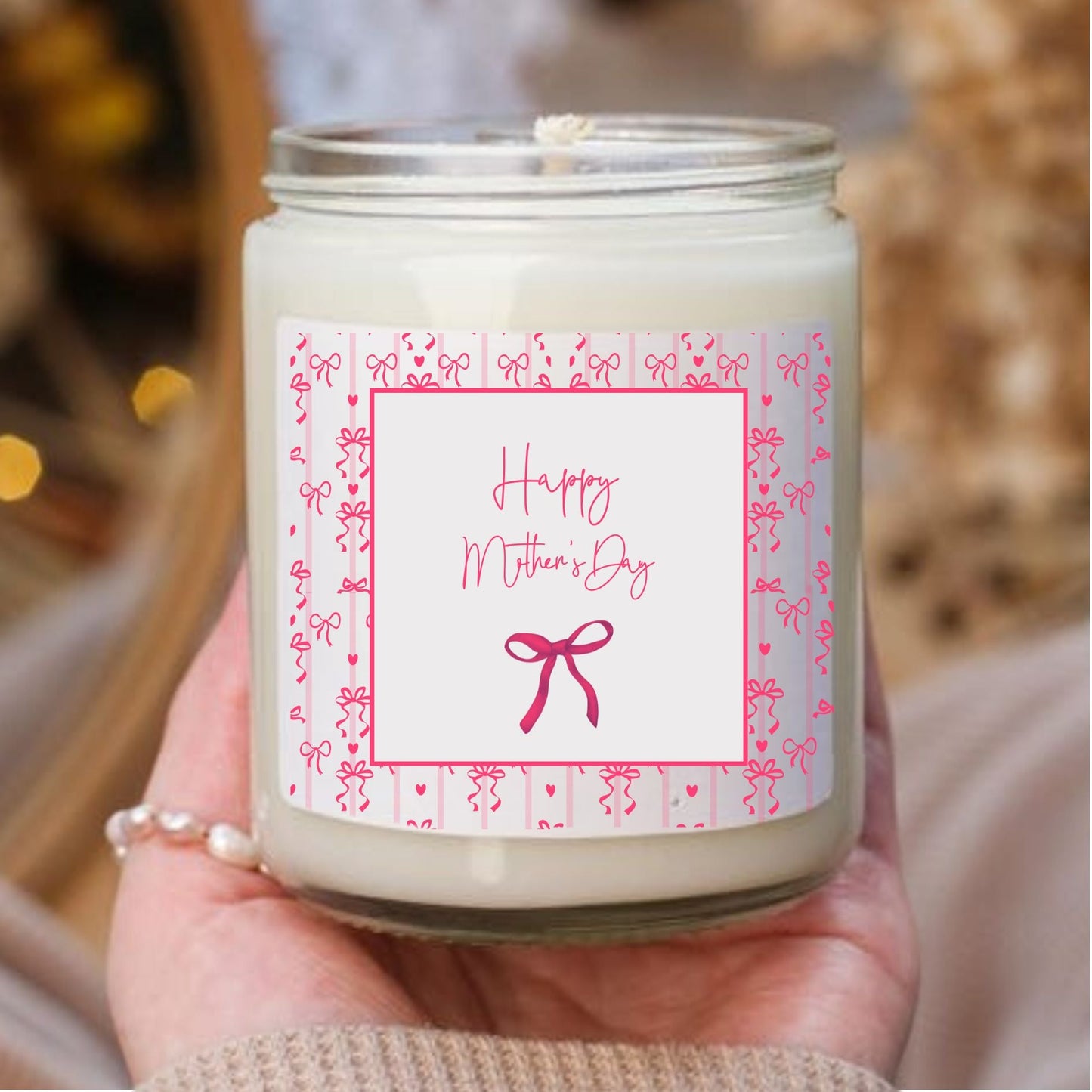 Candle Label - Happy Mothers Day Bow Design - Wow Craft Blanks & Wraps