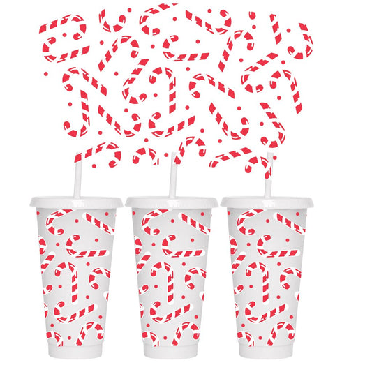 CANDY CANE 24oz COLD CUP WRAP - Wow Wraps
