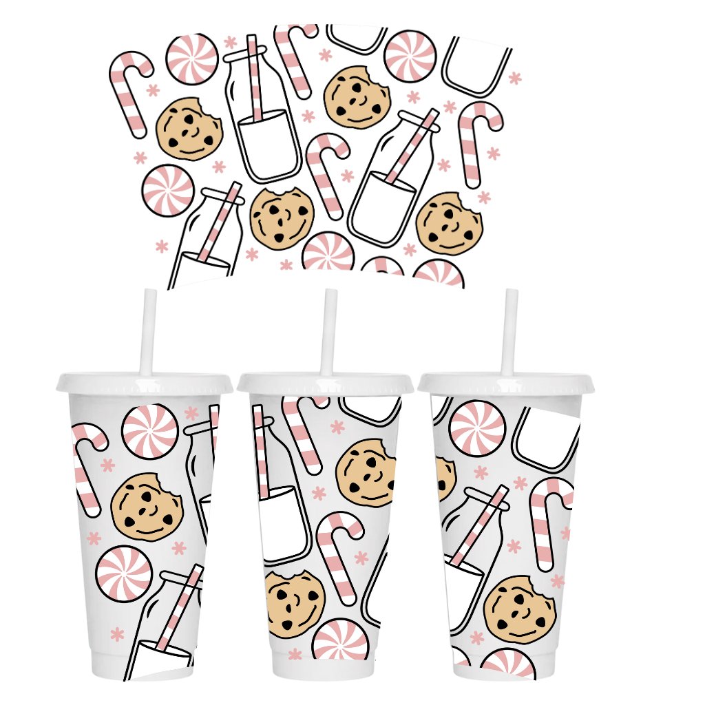 CANDY CANE, COOKIES AND MILK CHRISTMAS 24oz COLD CUP WRAP - Wow Wraps