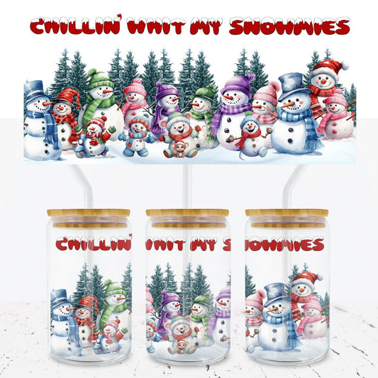 Chillin With My Snowmies 16oz UV DTF Wraps - Wow Wraps