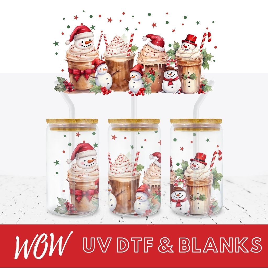 CHRISTMAS COFFEE 16oz LIBBEY GLASS UV - DTF WRAP - Wow Wraps