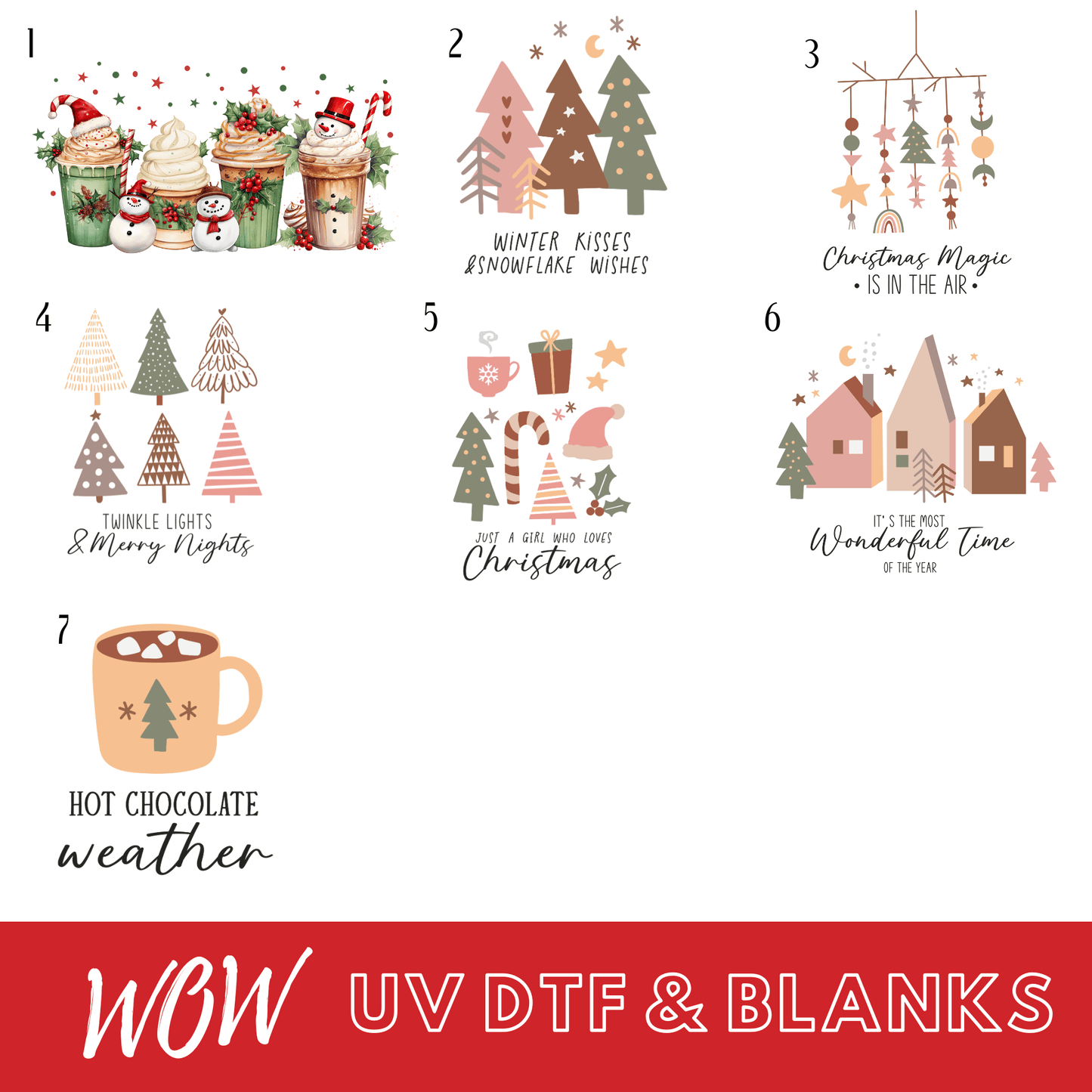 CHRISTMAS INDIVIDUAL UVDTF DECALS 3 - Wow Craft Blanks & Wraps