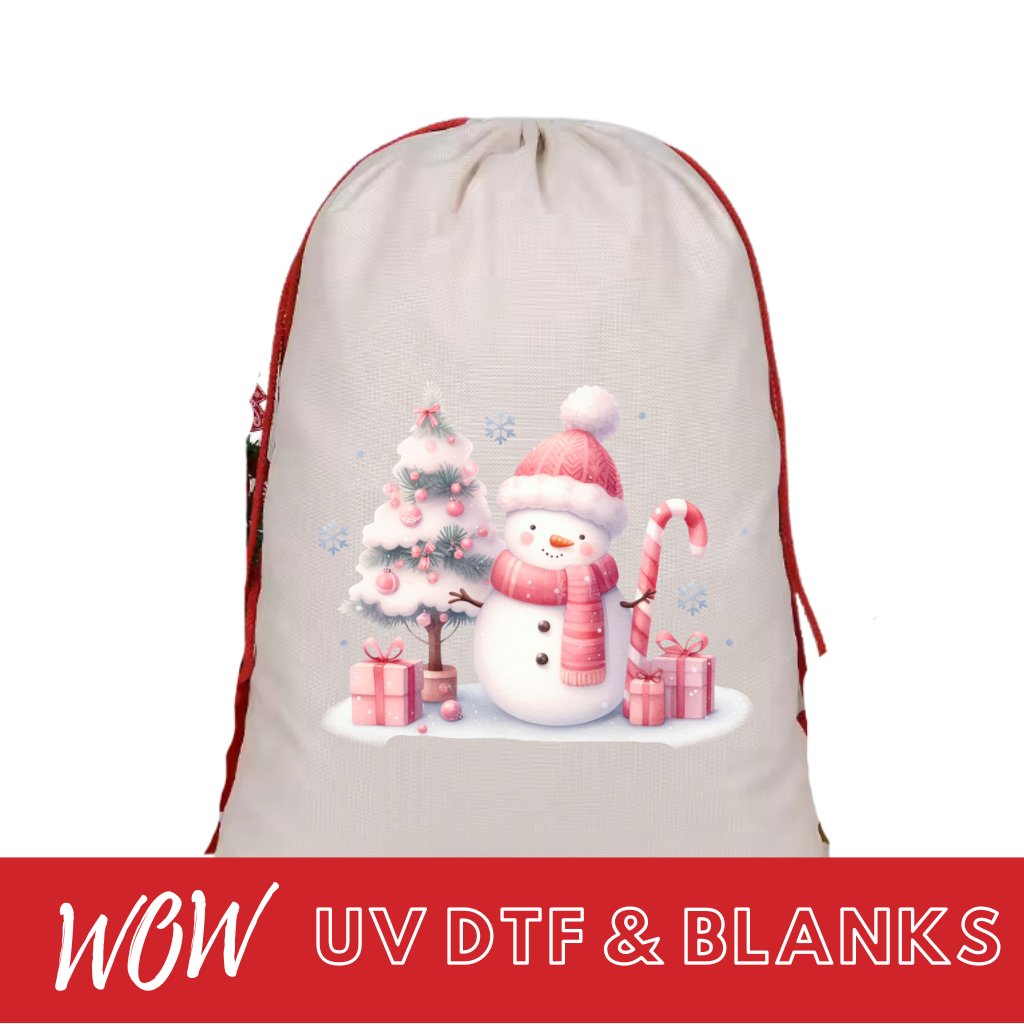 CHRISTMAS SACK DTF TRANSFER - SNOWMAN - Wow Craft Blanks & Wraps