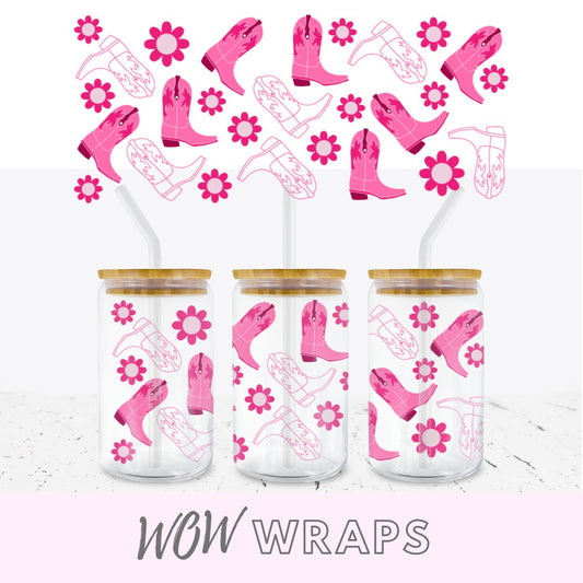 COW GIRL BOOT LIBBEY GLASS CAN WRAP - Wow Wraps