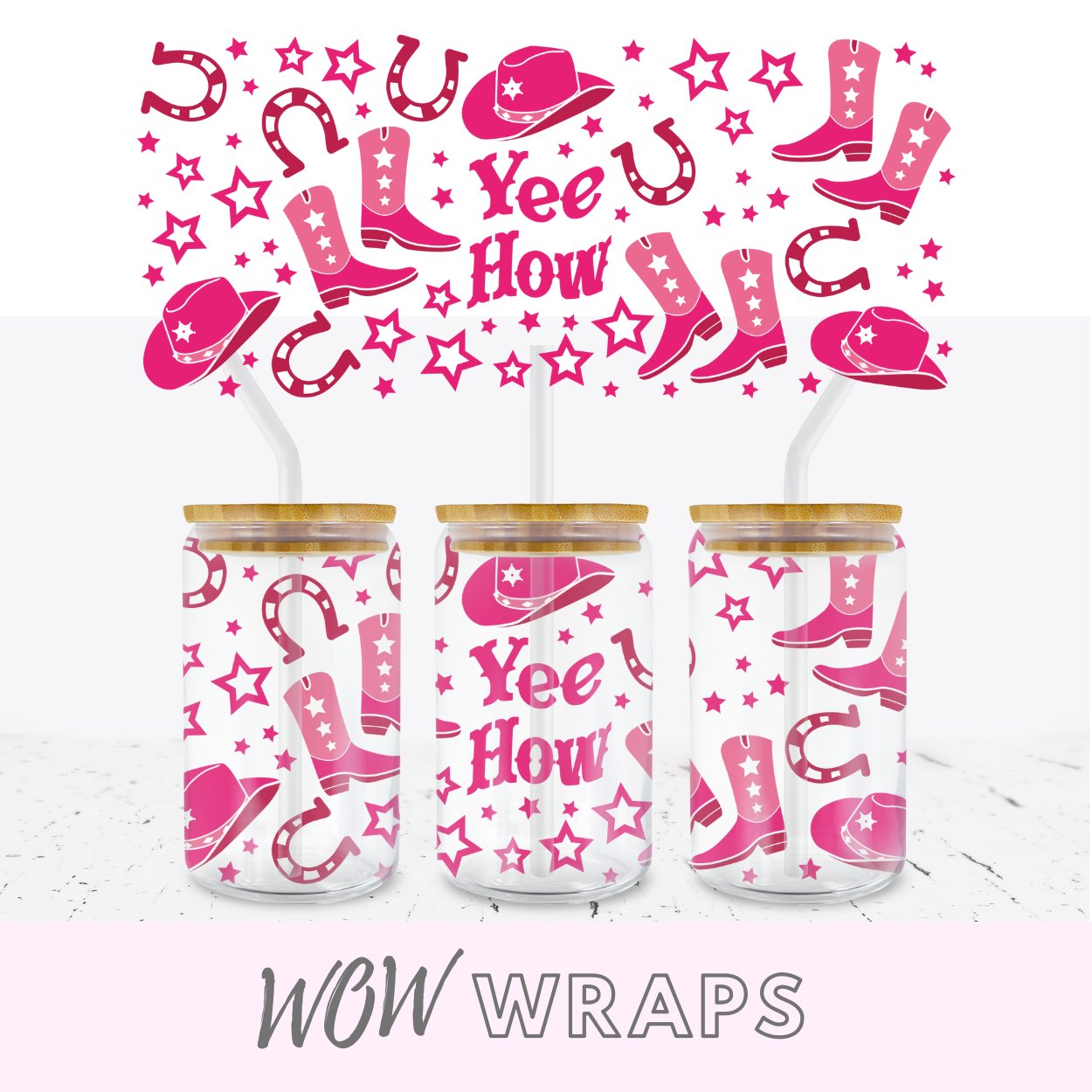 COW GIRL LIBBEY GLASS CAN WRAP - Wow Wraps
