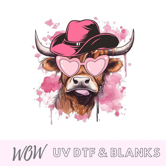 Cowboy Highland Cow UV-DTF Decal - Wow Wraps