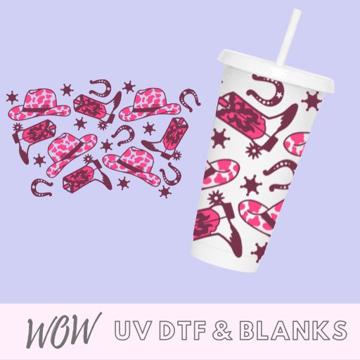 Cowgirl Cactus 24oz UV-DTF Cold Cup Wrap - Wow Wraps