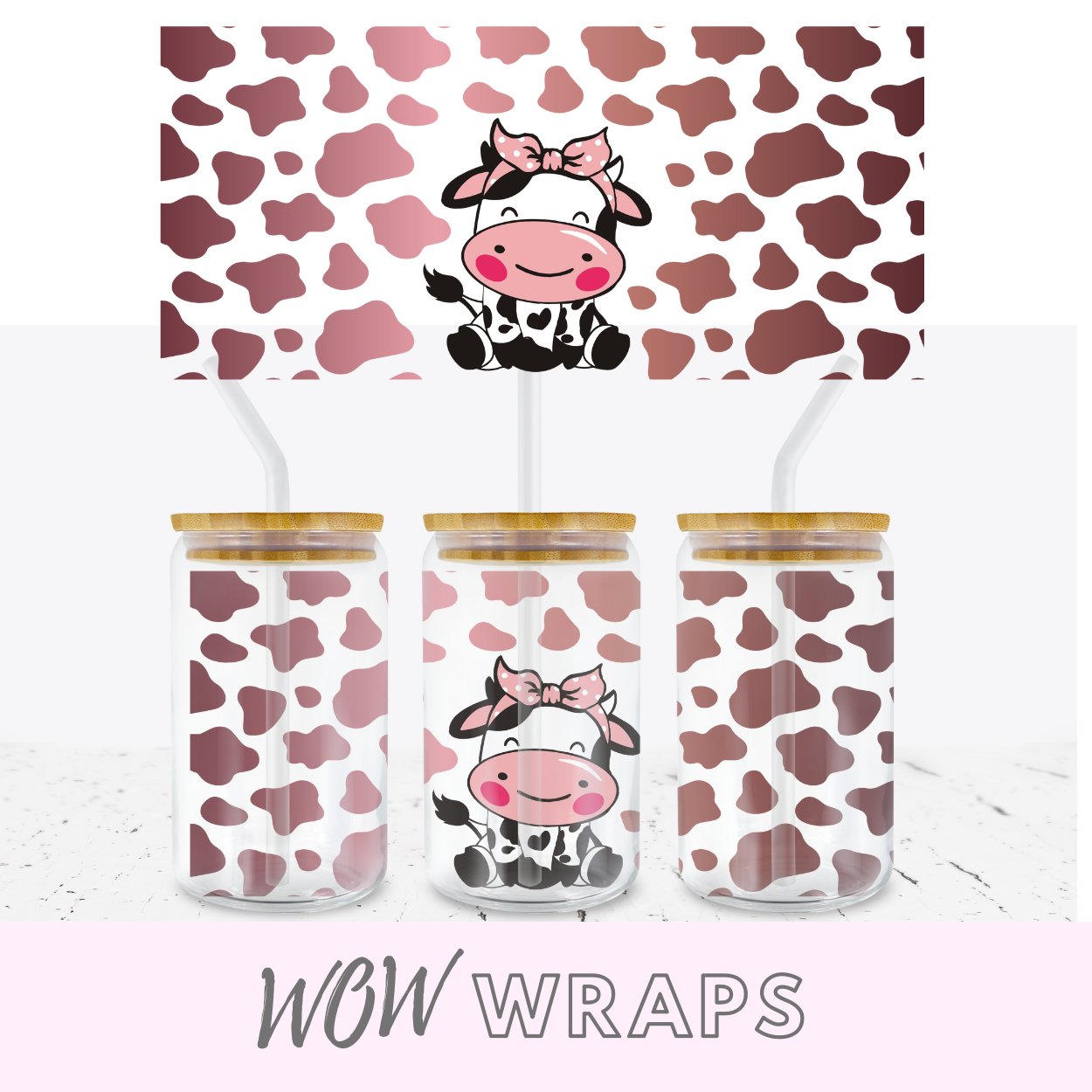 CUTE COW LIBBEY GLASS CAN WRAP #1 - Wow Wraps