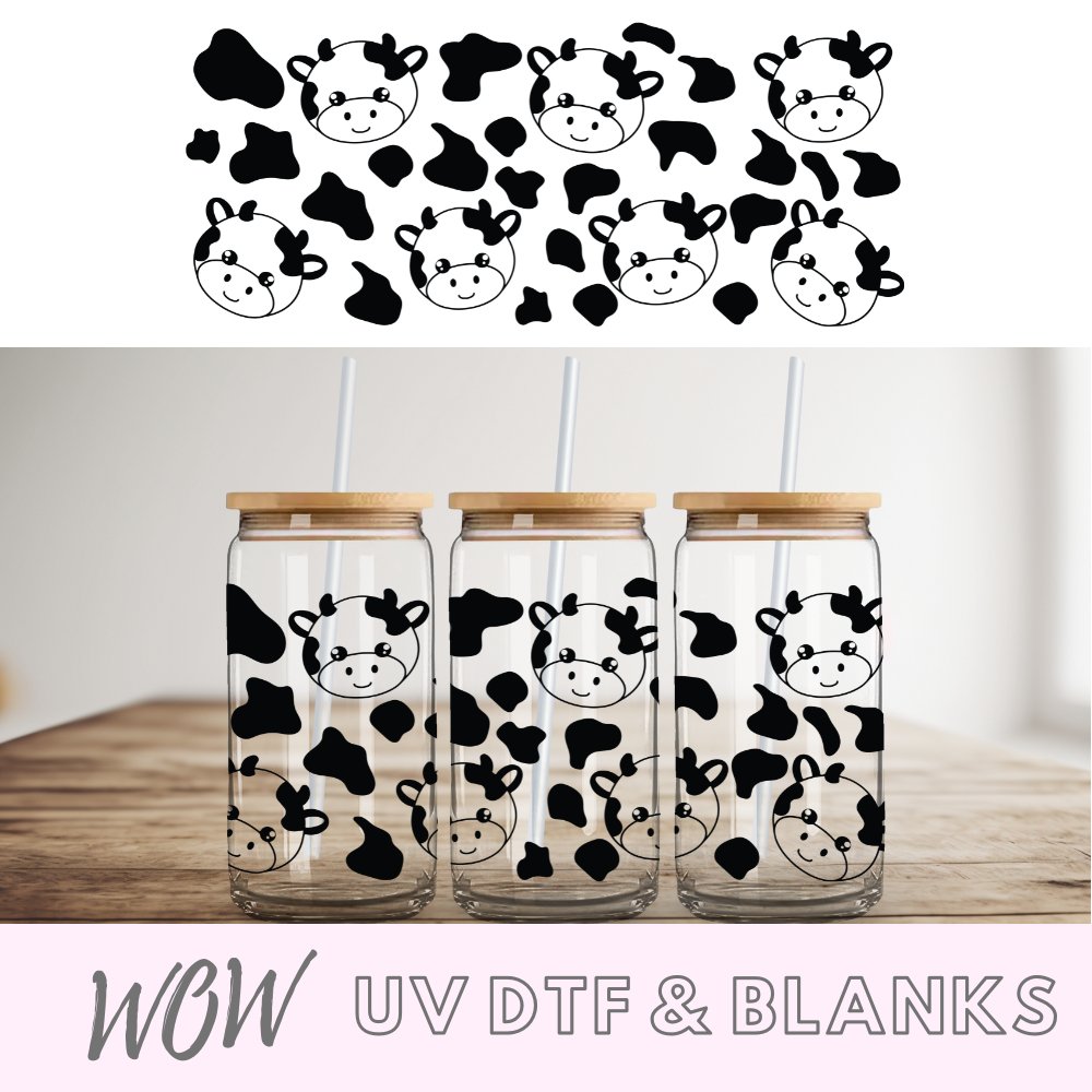 Cute Cows 16oz Libbey UV DTF - Wow Wraps