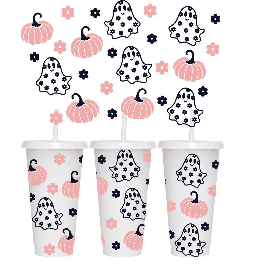 CUTE GHOSTS HALLOWEEN 24oz COLD CUP WRAP - Wow Wraps