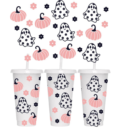 CUTE GHOSTS HALLOWEEN 24oz COLD CUP WRAP - Wow Wraps