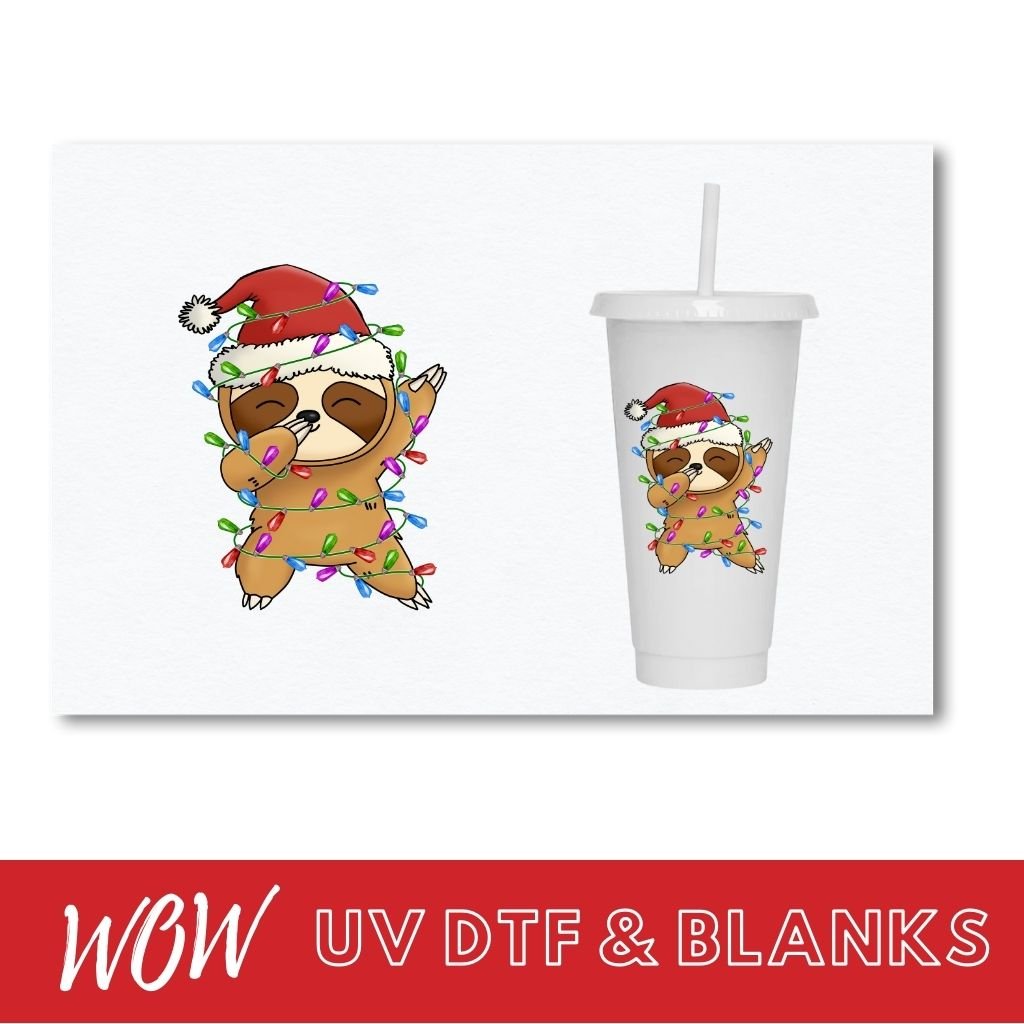 DABBING CHRISTMAS SLOTH UV - DTF DECAL - Wow Wraps