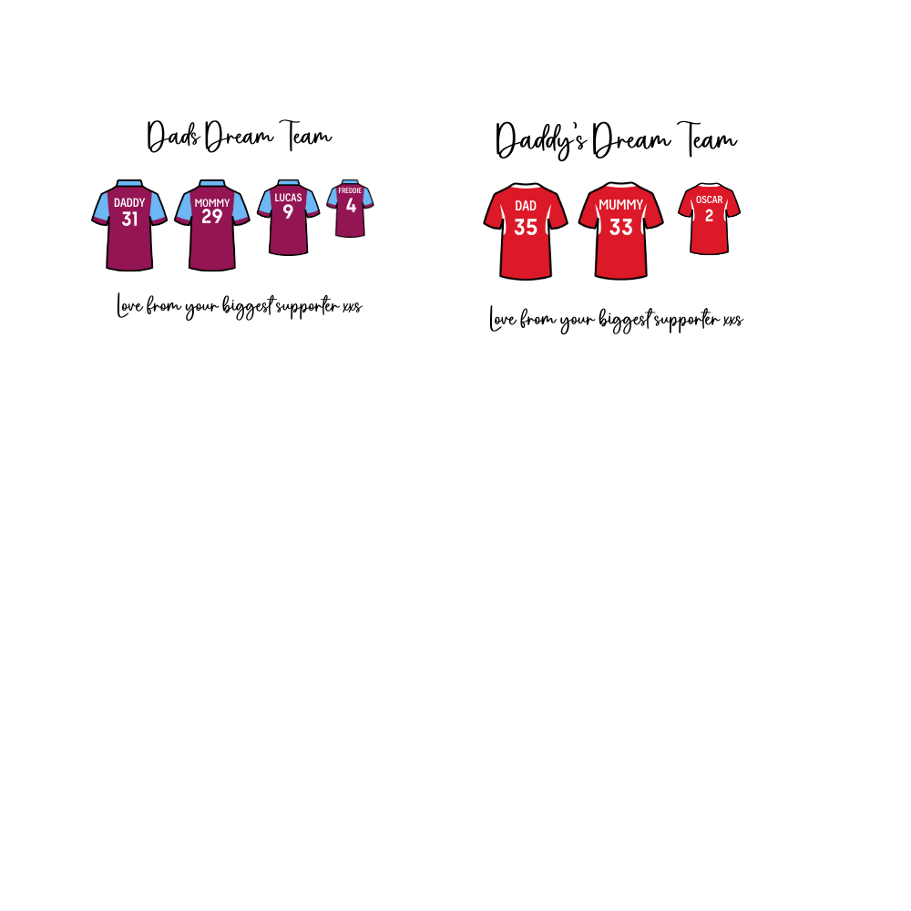 Dads Dream Team Football Shirts - Wow Wraps
