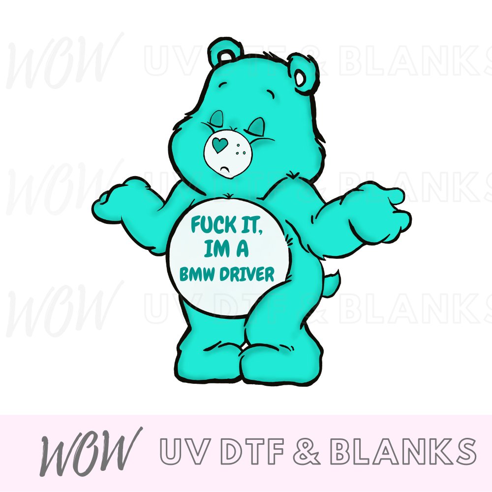 DRIVING SWEAR BEAR PROFANITY UV - DTF DECAL - Wow Wraps