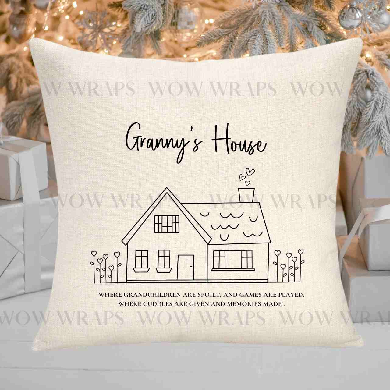 DTF TRANSFER - CUSHION DTF - NANNY & GRANDADS HOUSE (ADD YOUR OWN) - Wow Craft Blanks & Wraps