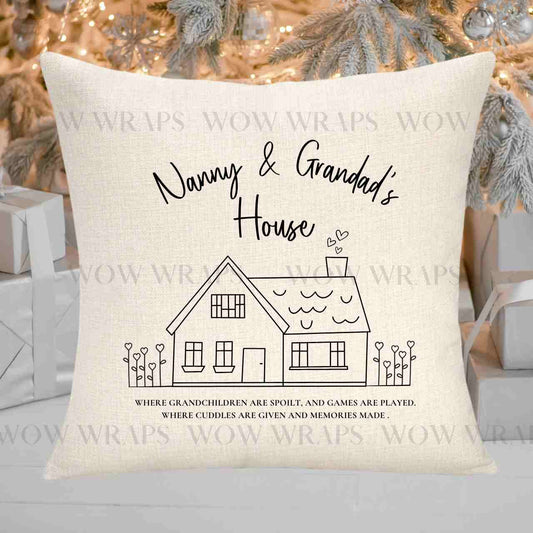 DTF TRANSFER - CUSHION DTF - NANNY & GRANDADS HOUSE (ADD YOUR OWN) - Wow Craft Blanks & Wraps