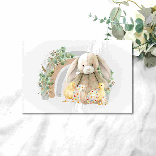 EASTER TEDDY AND RAINBOW UV - DTF DECAL - Wow Craft Blanks & Wraps