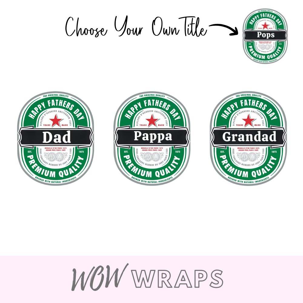 Fathers Day Lager Style UV-DTF Decal - Wow Wraps