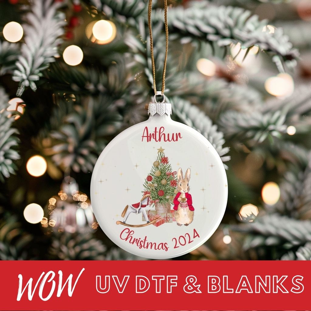 FLOPSY BUNNY CHRISTMAS ORNAMENT UV DTF DECAL - Wow Wraps