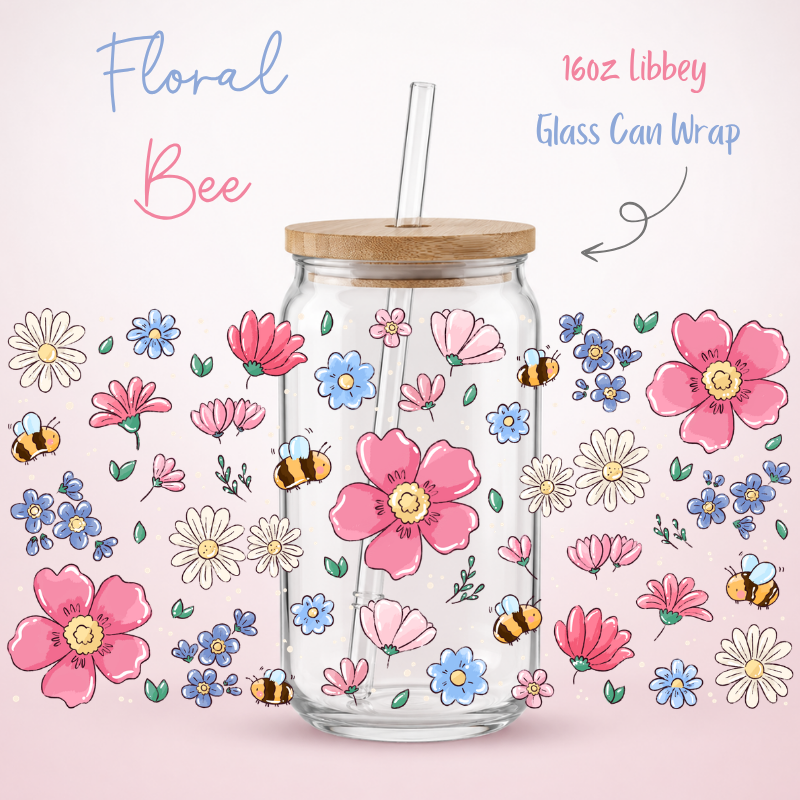 Floral Bee LIbbey UV-DTF Wrap