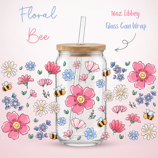 Floral Bee LIbbey UV-DTF Wrap