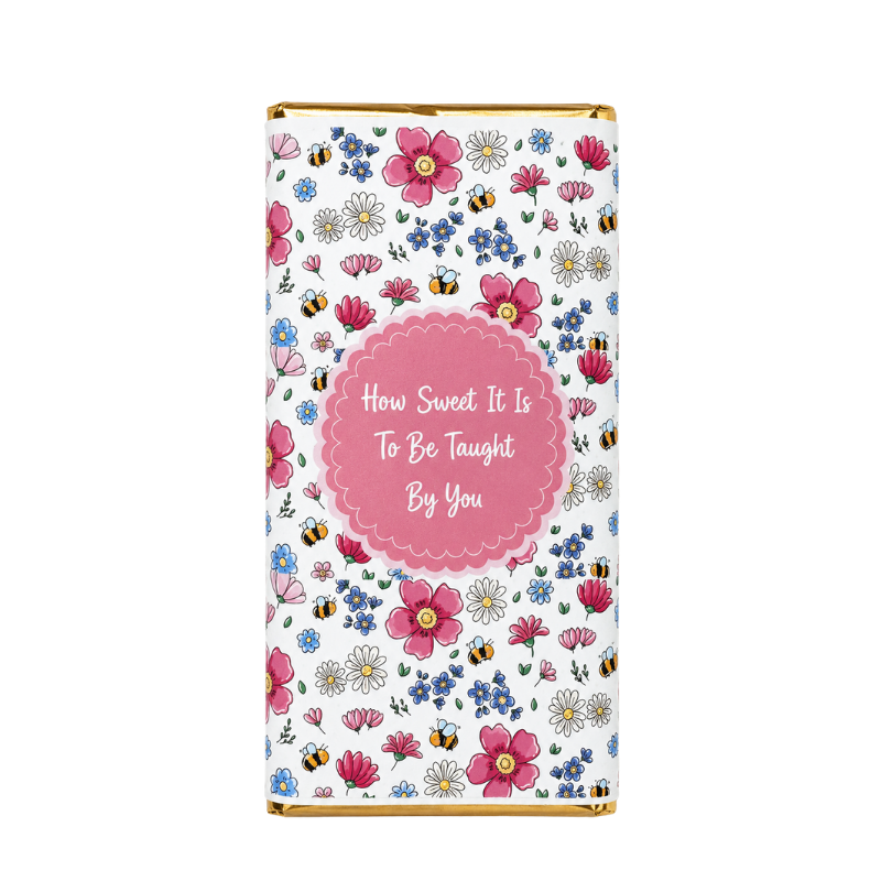 Floral Bee's Teacher Chocolate Bar Wrapper