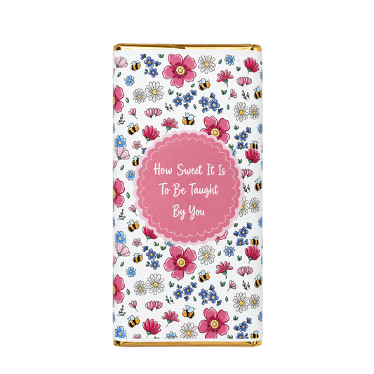 Floral Bee's Teacher Chocolate Bar Wrapper