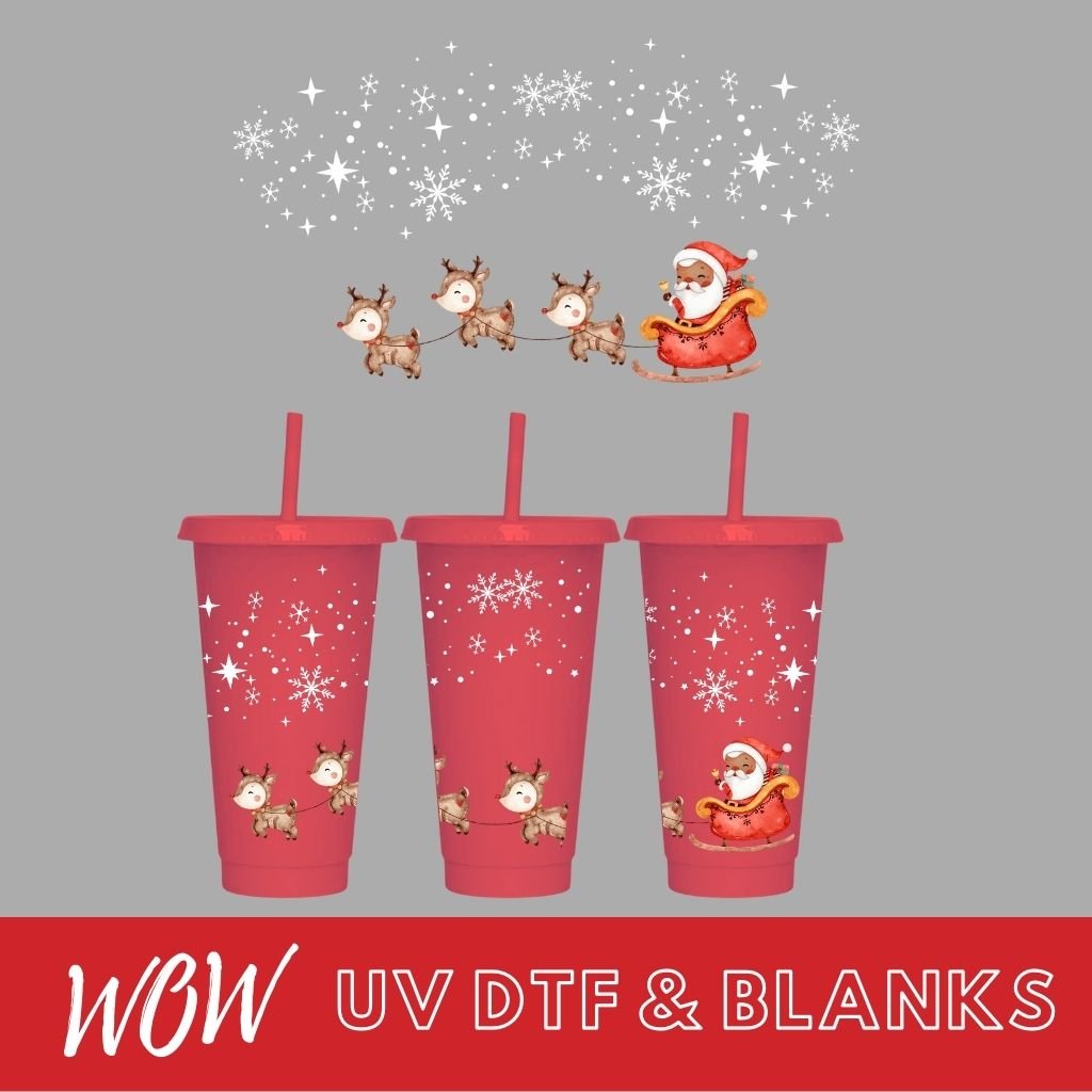 FLYING SANTA 24oz COLD CUP UV - DTF WRAP - Wow Wraps