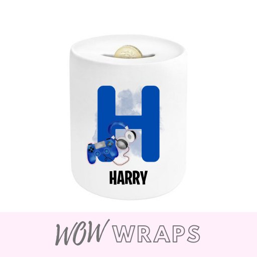 GAMER INITIAL & NAME- MONEY BOX UV-DTF DECAL - Wow Wraps