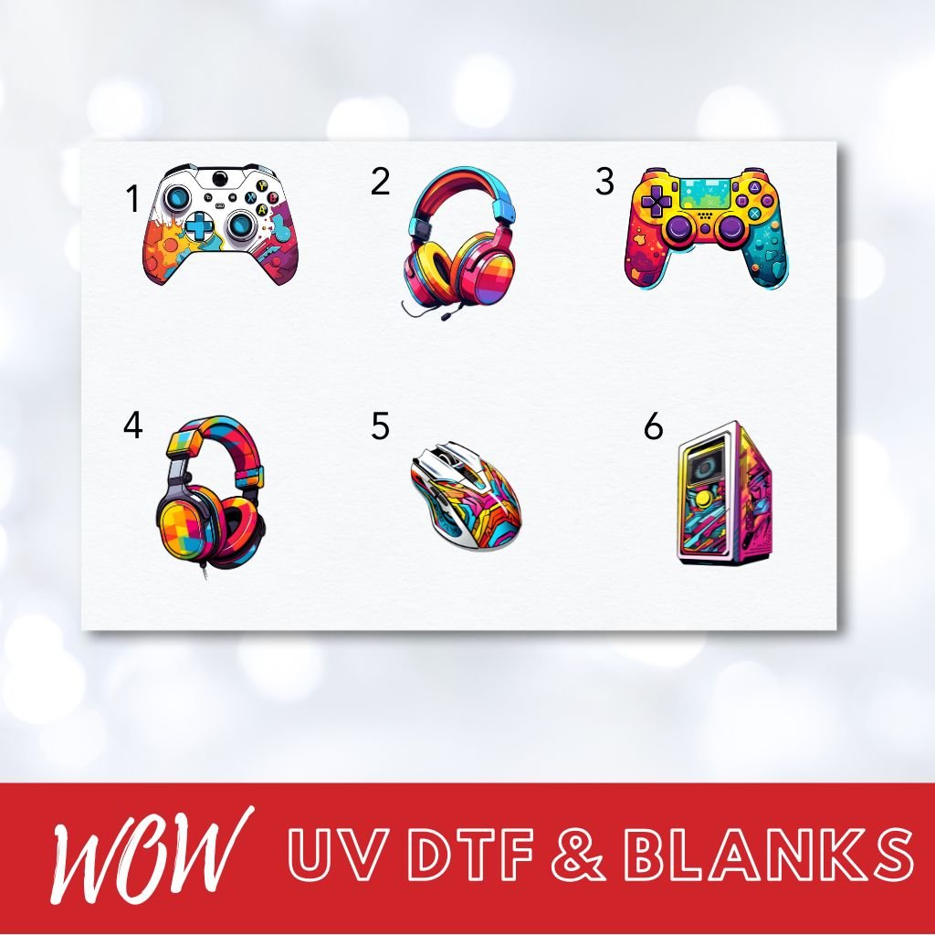 GAMING SNACKS DECAL & TEXT UV - DTF DECAL - Wow Wraps