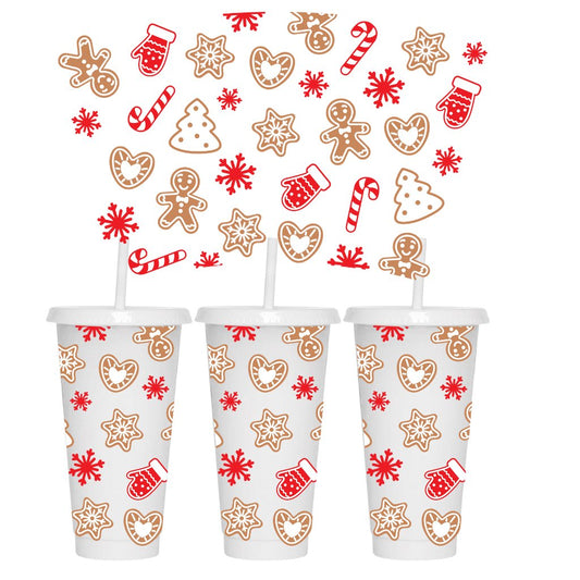 GINGERBREAD MAN AND CANDY CANE 24oz COLD CUP WRAP - Wow Wraps