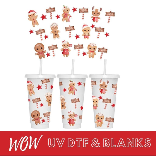 GINGERBREAD MAN & FRIENDS 24oz COLD CUP UV - DTF WRAP - Wow Wraps