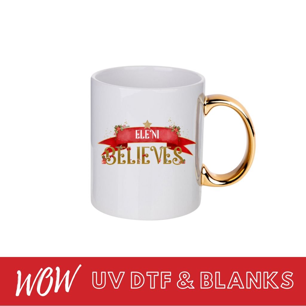 GOLD HANDLE MUG (SUITABLE FOR SUBLIMATION/UV - DTF - Wow Craft Blanks & Wraps