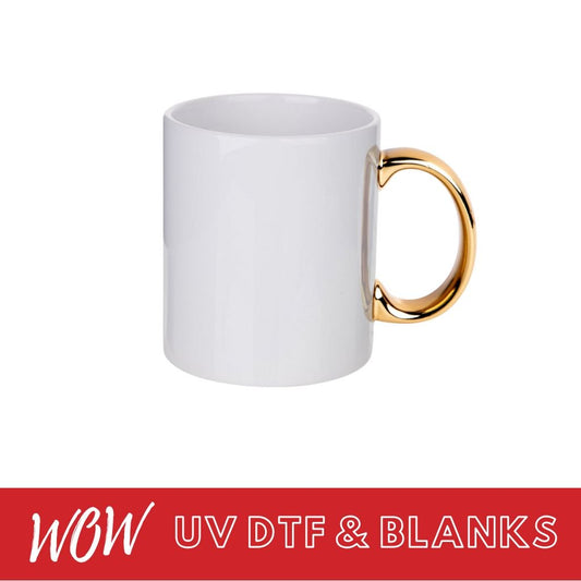 GOLD HANDLE MUG (SUITABLE FOR SUBLIMATION/UV - DTF - Wow Craft Blanks & Wraps