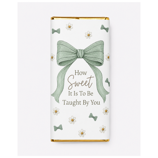 Green Bow Teacher Chocolate Bar Wrapper