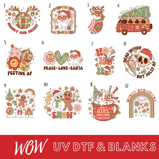 GROOVY CHRISTMAS INDIVIDUAL UVDTF DECALS - Wow Craft Blanks & Wraps