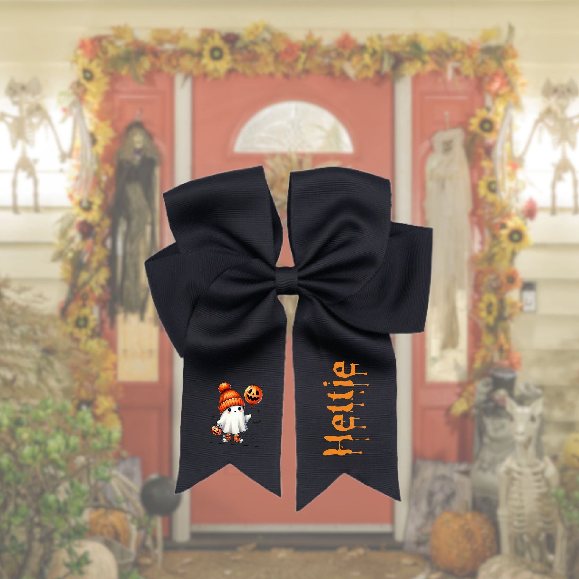 HAIR BOW / MINI DTF TRANSFER - HALLOWEEN PUMPKIN GHOST - Wow Craft Blanks & Wraps