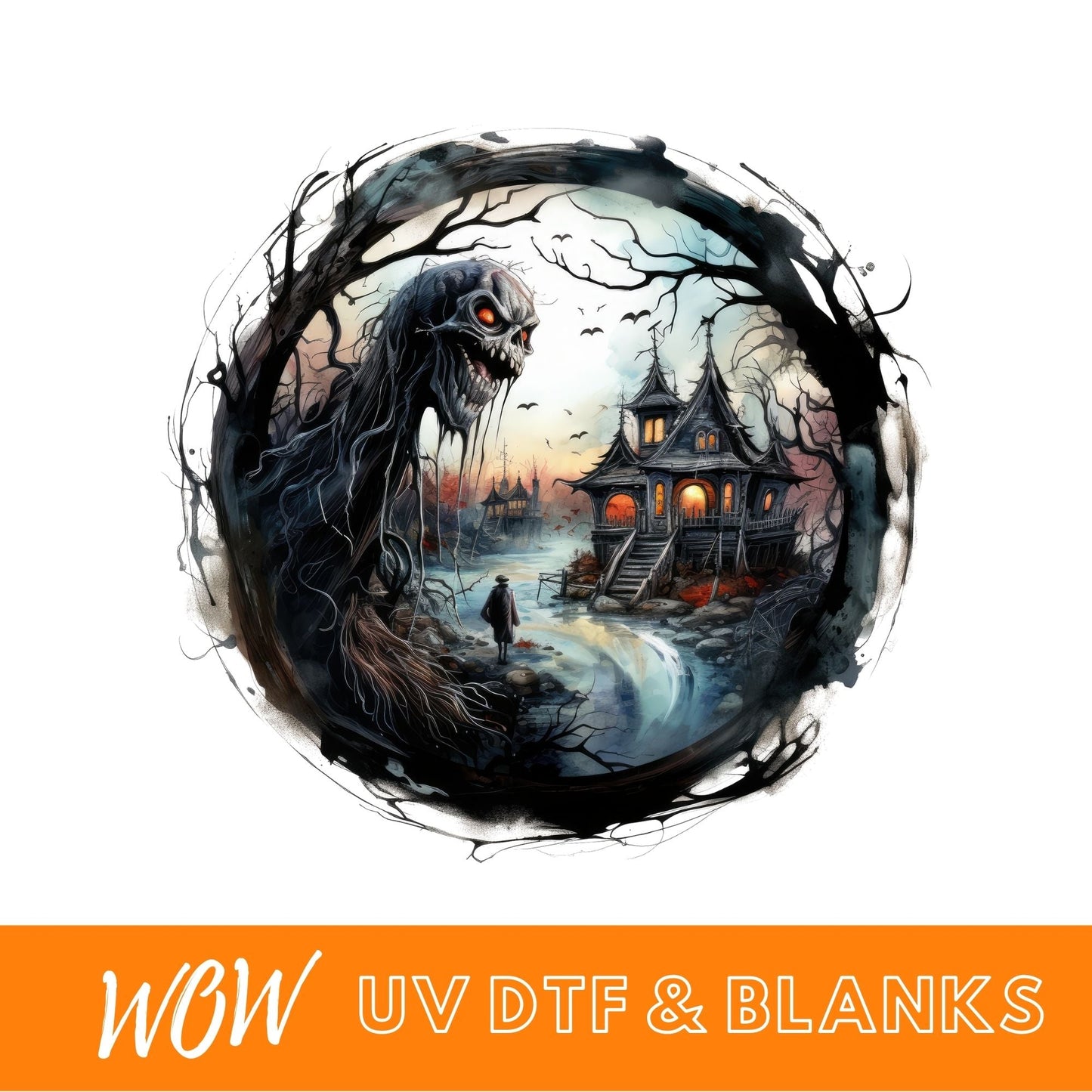 HALLOWEEN HAUNTED HOUSE UV - DTF DECAL - Wow Wraps