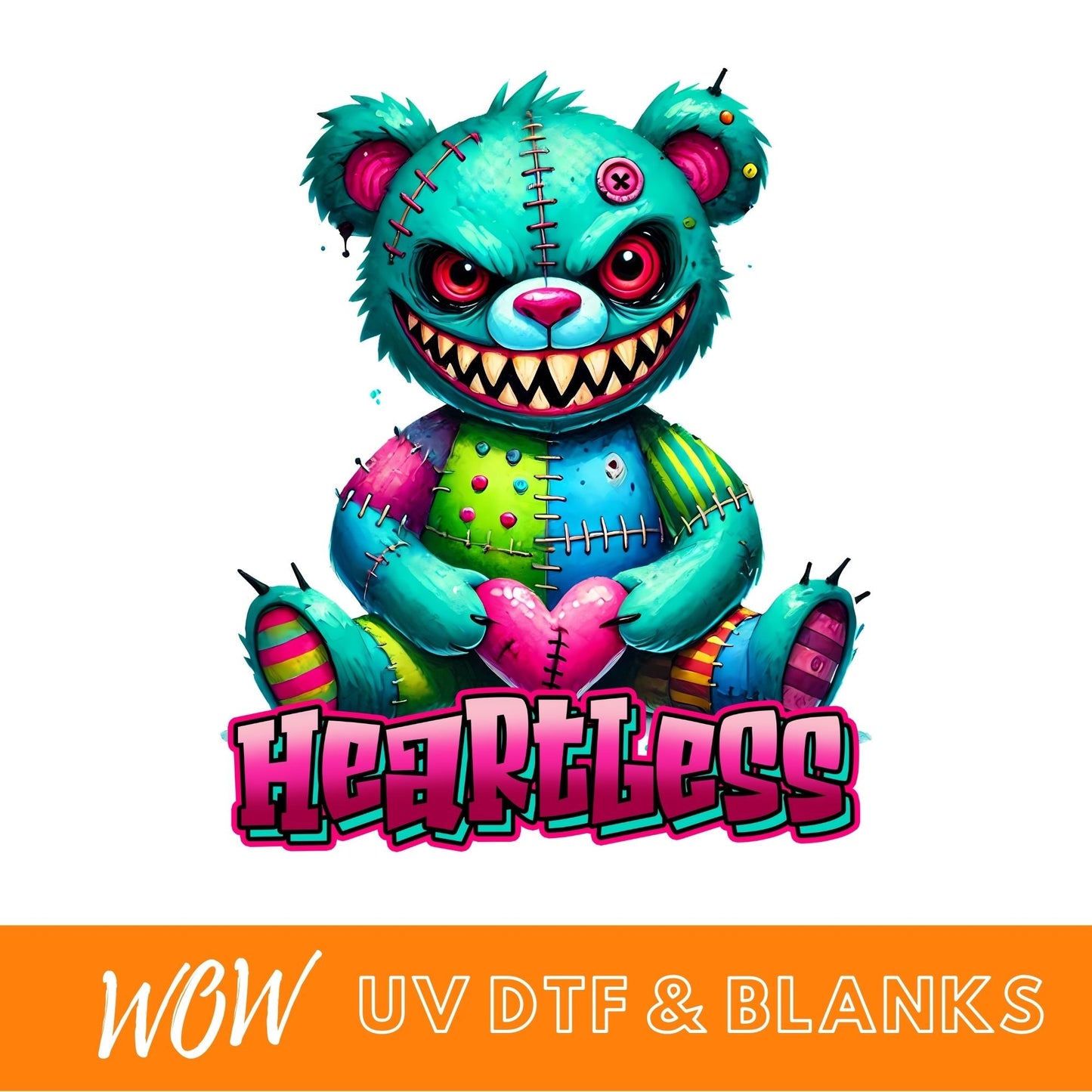 HALLOWEEN HORROR HEARTLESS TEDDY UV - DTF DECAL - Wow Wraps