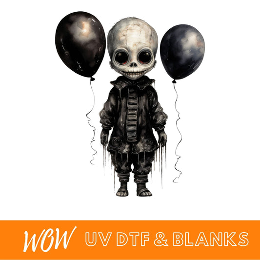 HALLOWEEN HORROR SKELETON WITH BALLOONS UV - DTF DECAL - Wow Wraps